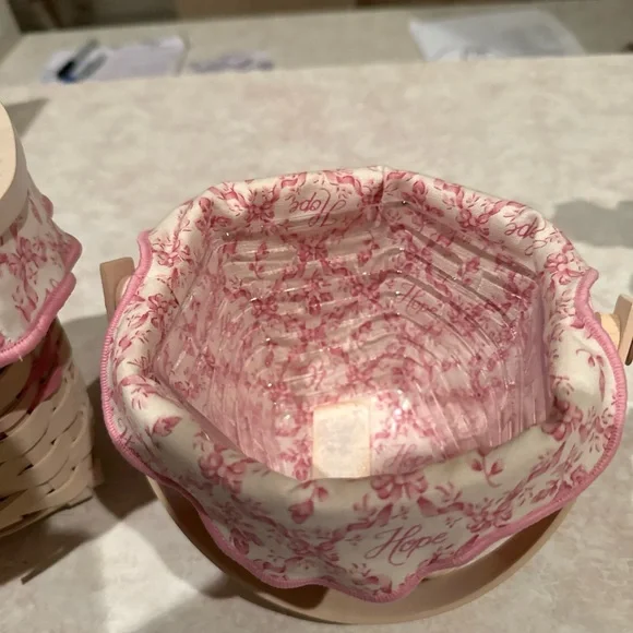 Longaberger Handmade Woven Baskets with Pink Accents Breast Cancer Awareness - Picture 3 of 4
